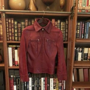 Dolce & Gabanna red leather jacket size 8 but fits smaller